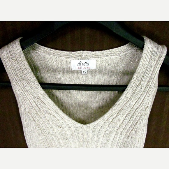di vita DI LUXE Sleeveless Sweater Top Sz XS Beige - Picture 2 of 5